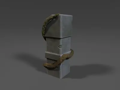 Low-poly stylized stone obelisk with root or vine Low-poly 3D model