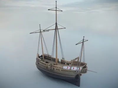PBR Medieval Ship Collection Low-poly 3D model