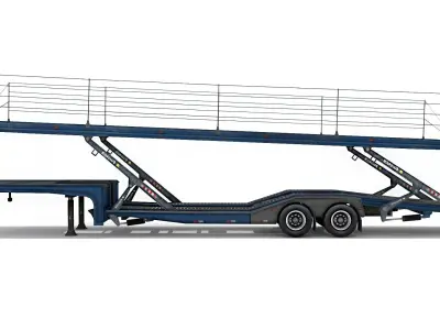 Car transporter trailer Low-poly 3D model