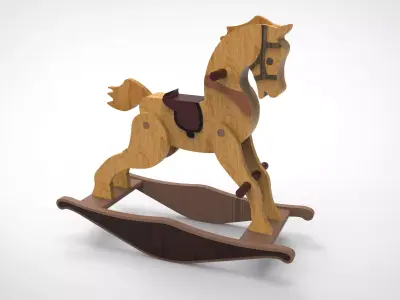 Rocking Horse Wooden Toy 3D model