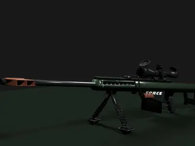 barrett 50 cal low poly 3d model Low-poly 3D model