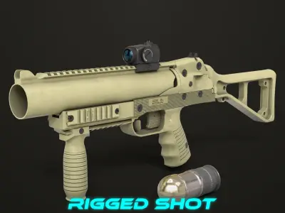 Grenade Launcher 06 Brown All PBR Unity UE Textures Low-poly 3D model