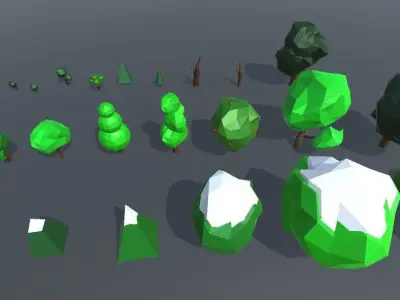 Low Poly Pack mountain with snow on top Low-poly 3D model