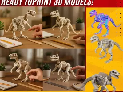 Articulated Mechanical Dinosaur Skeleton 3D model