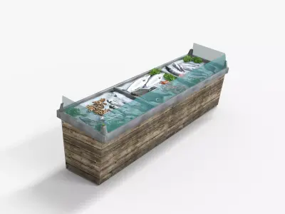 Supermarket Shelve Seafood Stand Low-poly 3D model
