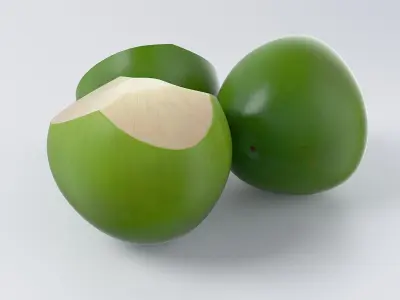Cartoon Green Coconut Set 3D model