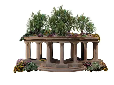 Ancient architectural ornament with doric columns KIT 3D model