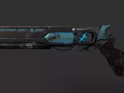 Cyberpunk Revolver - Sci-Fi Railgun Low-poly 3D model