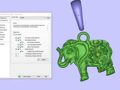 Elephant indian pendant brooch Free 3D print model