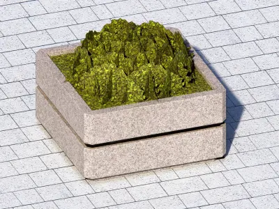 Concrete Planter - Street Commercial Planter 02 Low-poly 3D model