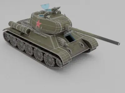 T34-85 D-5T Medium Tank Low-poly 3D model
