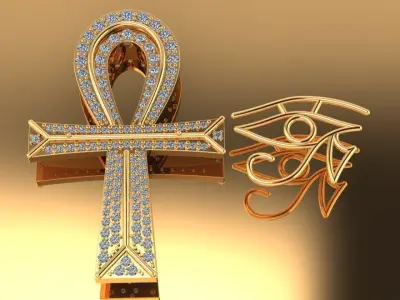 Horus eye ankh cross pendant 3D print model 3D print model