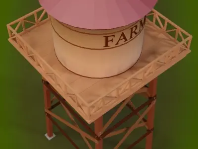 Cartoon Water Tower 3D model