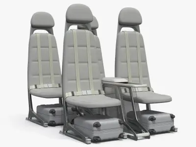 Modular Aircraft Seats with Minimal Frame Grey 3D model