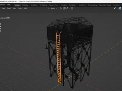 overhead water tank 3D model