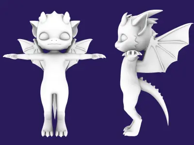 Chibi Dragon 3D rigged Model 3D model