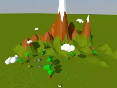 Low Poly Landscape scene Low-poly 3D model