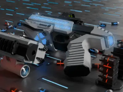 AAA  Sci-Fi Tactical Handgun ZX-91A Low-poly 3D model