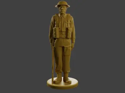 British Soldier Attention WW2 B1 Free 3D print model