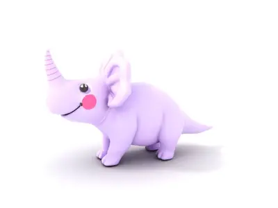 Lilac Dino Plush model pack Low-poly 3D model