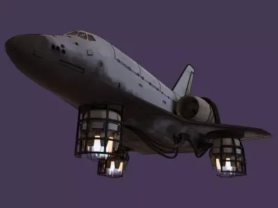 Shuttle DiselPunk Low-poly 3D model