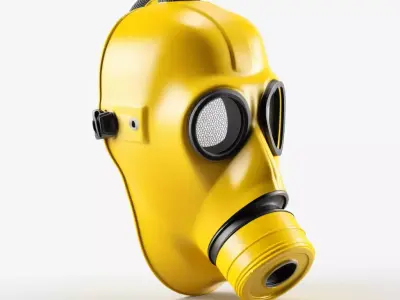 Yellow Industrial Gas Mask 3D model