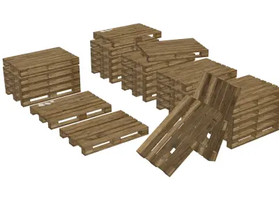 Pallet collection - Wooden industrial pallet Low-poly 3D model
