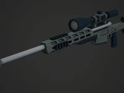 Stylized Orsis T-5000 Sniper Low Poly Mobile Ready Low-poly 3D model