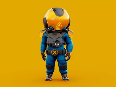 Toon Astronaut F-1 Rigged 3D model