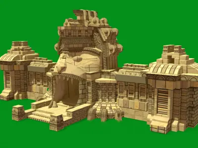 Stylized Monkey Temple Low-poly 3D model