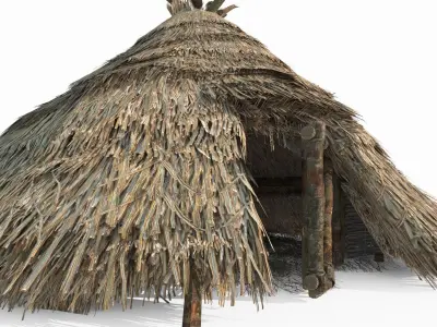 Medieval-style small thatched cottage 3D model