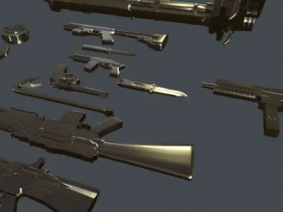 Armament Ready for Killing Zombies Pack Low-poly 3D model