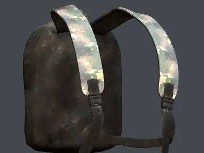 Backpack military combat Black baggage bag luggage Low-poly 3D model