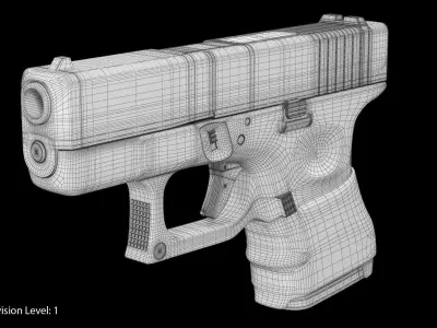 Glock 26 Handle Low-poly 3D model