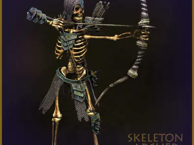 Skeleton Archer Low-poly 3D model
