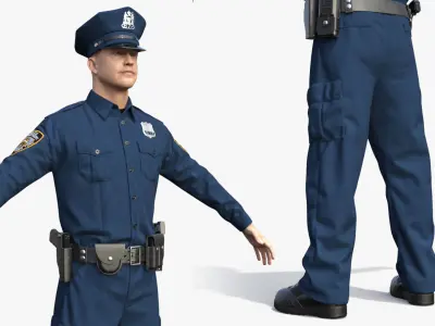 NYPD Police Officer T-Pose Fur 3D model