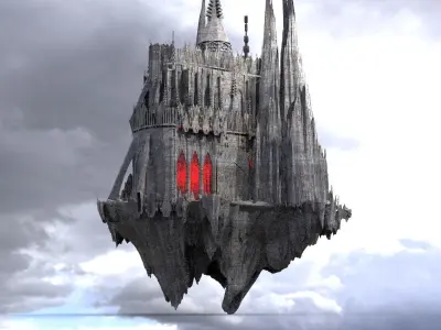 Cthulhu Horror Floating Cathedral 3D model