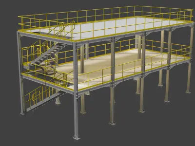 Industrial Metal Hangar 3D model 001 3D model