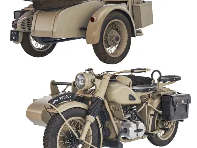 Military motorcycle R75 Sahara 1942 3D model