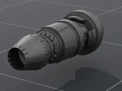 Thruster with turbofan and airbrake 3D model