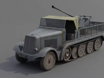 Sd kfz 6-2 Anti Aircraft Gun Low-poly 3D model