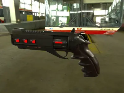 Sci-fi Gun with amo Low-poly 3D model