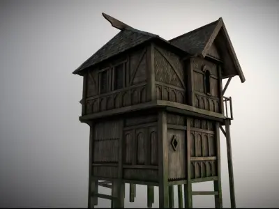 Medieval lake village - House 17 Low-poly 3D model