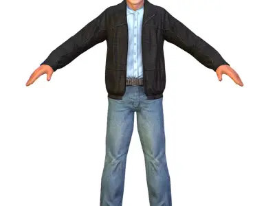 LowPoly Man Body Leather Jacket Low-poly 3D model