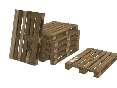 Pallet collection - Wooden industrial pallet Low-poly 3D model
