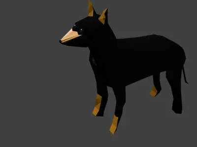 Low poly dog doberman Low-poly 3D model