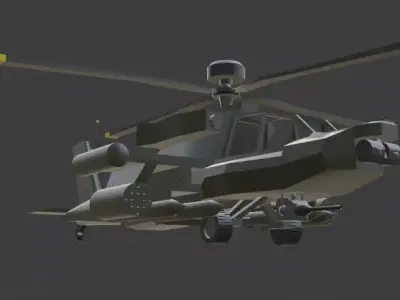 Ah-64 With Ringing animation Low-poly 3D model