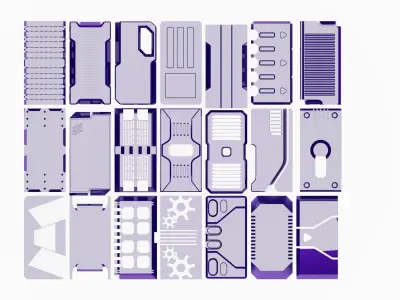 Sci-Fi hard surfaces Low-poly 3D model