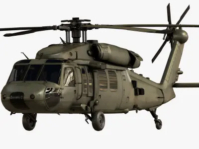 Sikorsky UH-60M and UH-60L Black Hawk US Military Helicopter Low-poly 3D model