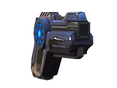 Cartoon Gun Blaster Barrel Nagan Nuff Pistol Revolver Cannon Low-poly 3D model